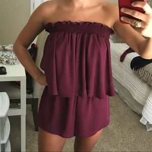 SABI BOUTIQUE: maroon flounce romper